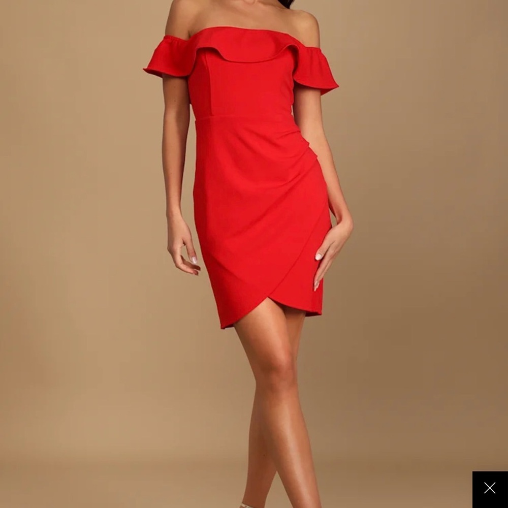 LuLu’s Red Toast to You Off-Shoulder Red Dress XL NWT